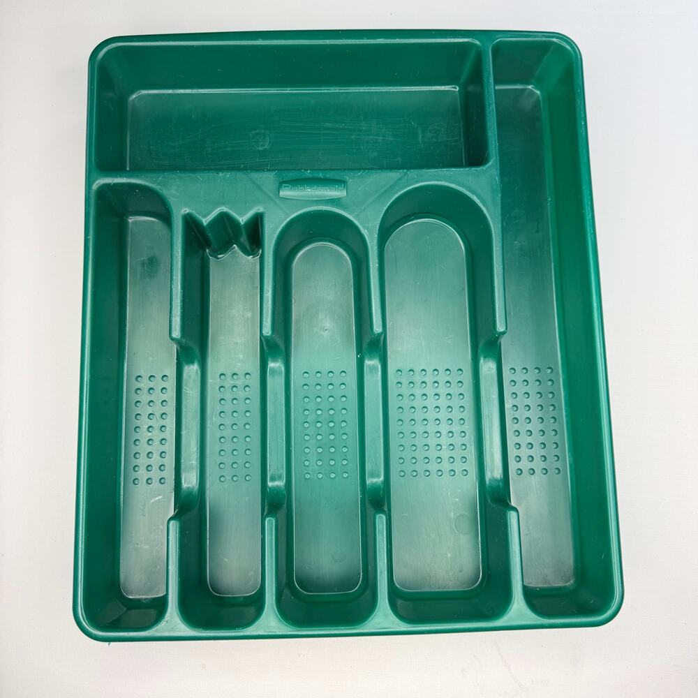Vintage Rubbermaid 2925 Flatware Organizer Kitchen Drawer Classic Hunter Green